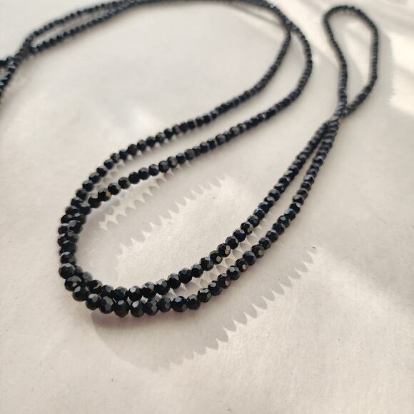 HEIDI DAUS Black and Clear Crystal Necklace Art Deco Design 62" Long Lariat - Picture 5 of 7